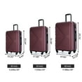 thumbnail image 2 of Resenkos 3 Piece Luggage Set Spinner Hardshell Lightweight Suitcase Hardside Checked Carry-on luggage Wine Red, 2 of 8