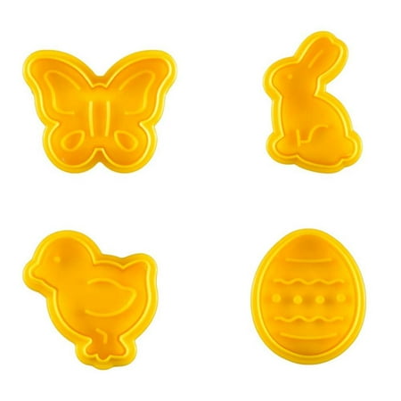 

4 Pcs Easter Cookie Cutters Set Butterfly Rabbit Easter Eggs and Chick Shape Biscuit Mould Easter Cake Cookie Cutters Tool Set