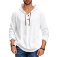thumbnail image 2 of Men's Casual Loose Fit Long Sleeve Hooded Sweatshirt with Pocket, Spring Fall Everyday Comfort Top,White,M, 2 of 4