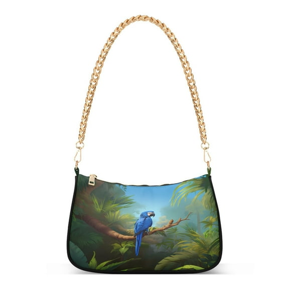 Ryvnso Bird in Forest Womens Chain Shoulder Bag Tote Handbags Clutch Hobo Purse with Zipper for Travel