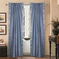 thumbnail image 2 of Lined-Gray Rod Pocket  Sheer Sari Curtains w/ Silver Border -43W x 108L-Pair, 2 of 2
