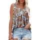 thumbnail image 3 of Gibobby Camiseta sin mangas con cuello cuadrado para mujer, informal, sin mangas, con dobladillo curvo plisado(J,G), 3 of 5