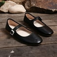 thumbnail image 4 of Avrnliq Black Mary Jane Flats for Women Square Toe Adjustable Buckle Comfortable Work Office Casual Shoes PU Faux Leather,Size 40, 4 of 9