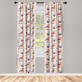 thumbnail image 3 of Ambesonne Tropical Curtains, Cartoon Leaves Hearts Art, Pair of 28"x84", Pale Maroon Blush Grey, 3 of 5