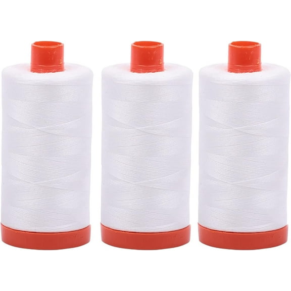 3-PACK - Aurifil 50WT - Natural White, Solid - Mako Cotton Thread - 1422Yds EACH - MK50-2021