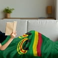 thumbnail image 3 of Jamaican Soft Flannel Fleece Blanket, Jamaican Reggae Culture Inspired Minimal Head Shapes with Hats Country Flag, Cozy Plush for Indoor and Outdoor Use, 60" x 80", Green Multicolor, by Ambesonne, 3 of 5