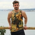 thumbnail image 6 of Balery Realistic Style Forest Dinosaur Pattern Men's Workout Tank Top Gym Muscle Tee Fitness Bodybuilding Sleeveless T Shirt Quick Dry Fit Muscle Tank Top Slim-Fit Tank-4X-Large, 6 of 7