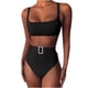thumbnail image 1 of Conjunto de 2 piezas para mujer Color sólido Cintura alta Bikini Explosión Split Traje de baño OAVQHLG3B Store  lin121212, 1 of 4