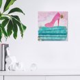 thumbnail image 2 of Wynwood Studio Fashion and Glam Modern Canvas Art - Fashion High Heel Bookstack Blue, Wall Art for Living Room, Bedroom, and Bathroom, 12 in x 12, Pink and Blue Home Decor, 2 of 5