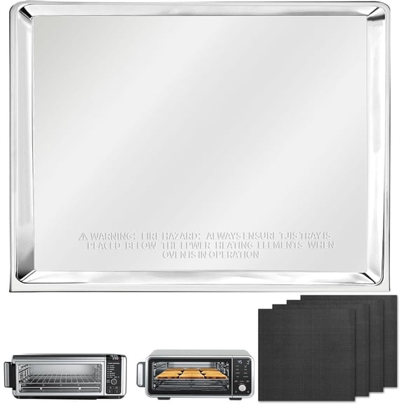 Crumb Tray for Ninja Foodi SP101 SP100 SP1001C SP201 Air Fryer,Replacement Tray Pan Parts with 4 PCS Fiberglass Non-stick Oven Liners for Ninja Flip Toaster Oven Digital Countertop Oven