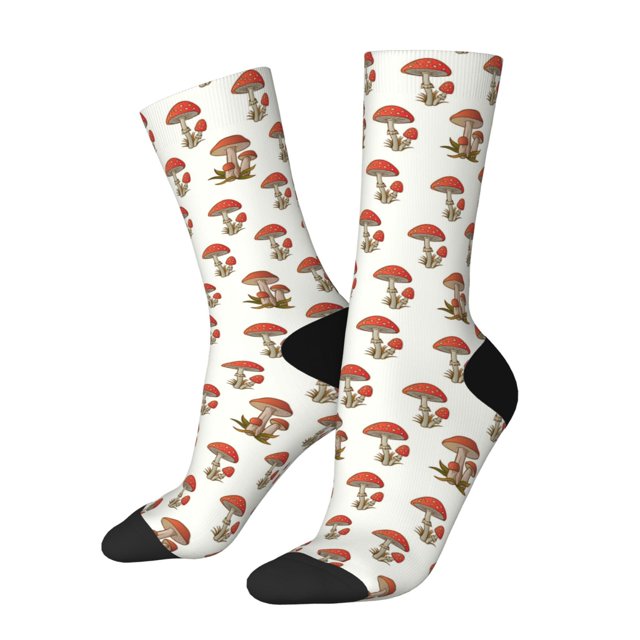 Balery Mushroom Calcetas Largas con Estampado para Hombre y Mujer – Suaves y Transpirables, Talla Única (US 5-11)