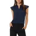 thumbnail image 1 of INSPIRE CHIC Blouse Basique Sans Manches à Col en V pour Femmes Bureau Travail S Bleu Marine, 1 of 6