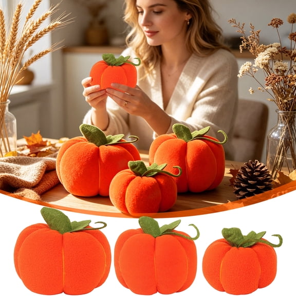 Msgweeeg Plushies Halloween Pumpkin Decorations Soft Stuffed Fabric Pumpkin for Fall Thanksgiving Home Table Decor