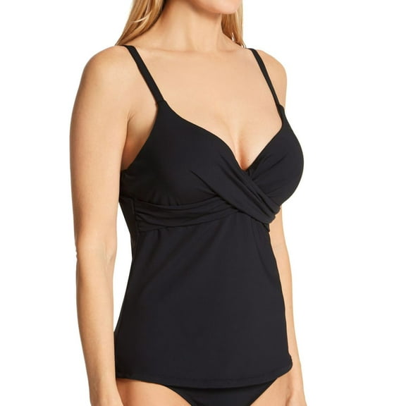 Women's Leilani A720070 Solids Gemini Tankini Swim Top (Black 16)