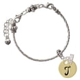 thumbnail image 2 of Delight Jewelry Gold-tone Large Disc Letter - T - 3/4'' - Silver Plated Rope Charm Bead Dangle with Mini 2026, 2 of 4
