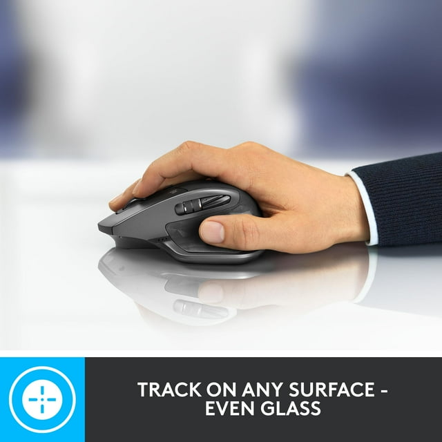 Logitech MX Master 2S Bluetooth Edition Wireless Mouse - Use on Any Surface Hyper-Fast Scrolling Ergonomic Rechargeable Control Up to 3 Apple Mac and Windows Computers - Graphite