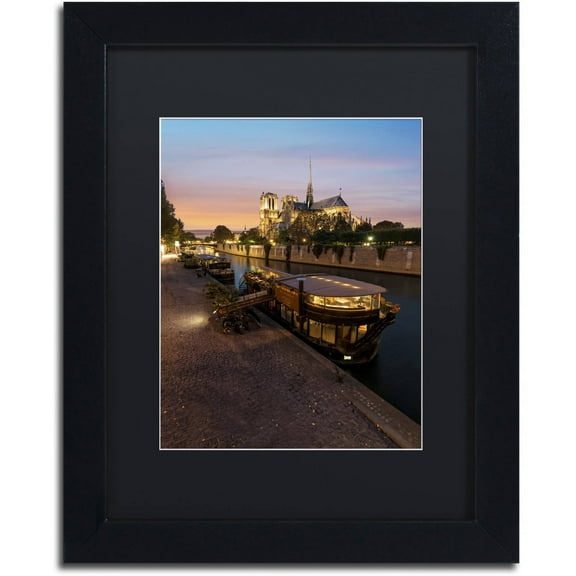 Trademark Fine Art "Sunset in Notre Dame de Paris" Canvas Art by Mathieu Rivrin, Black Matte, Black Frame