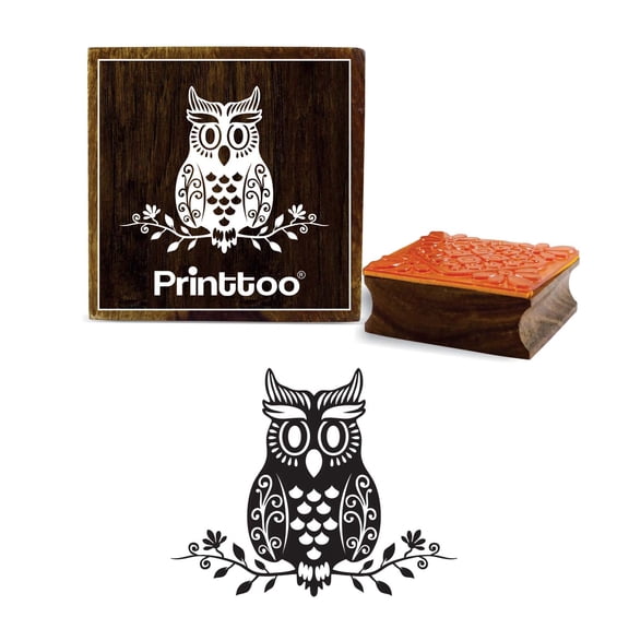 Printtoo Owl Pattern Scrap-booking Square Wooden Rubber Stamp Craft Stamps-2 x 2 Inches