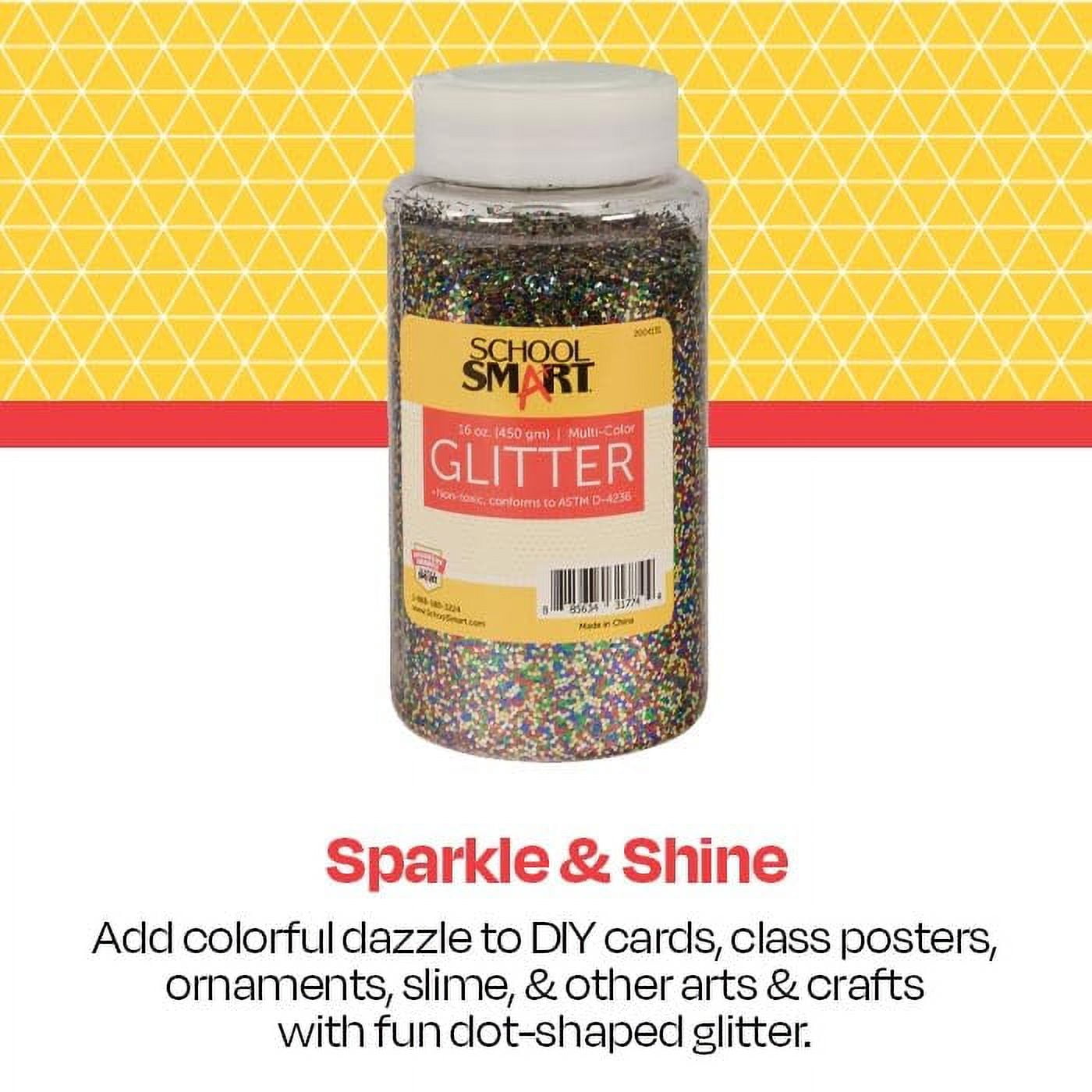 School Smart 2004131 1 lbs Jar Craft Glitter, Multi Color