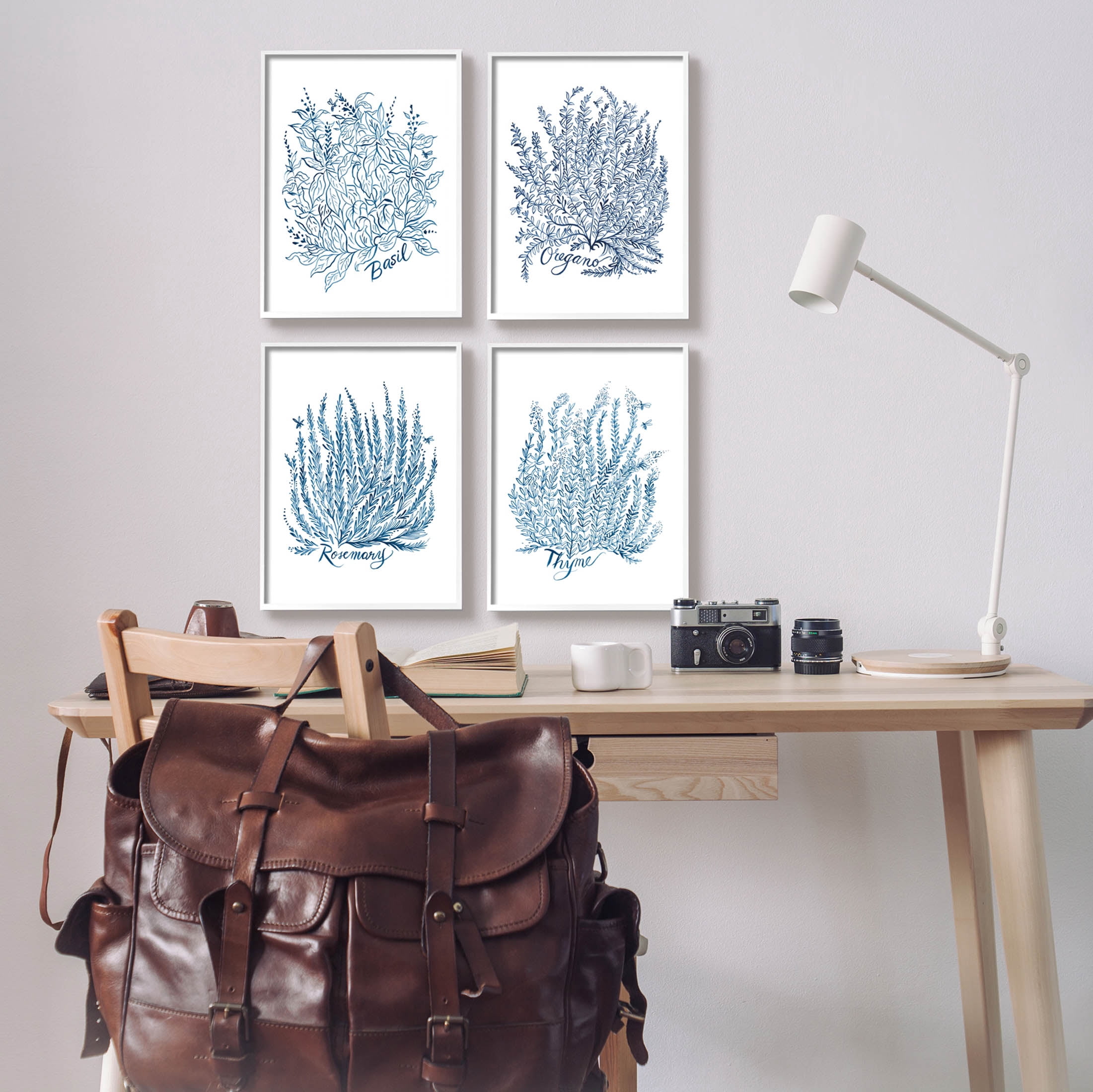 Stupell Industries Mixed Herbs Botanical Plants Graphic Art White Framed Art Print Wall Art, Set of 4, Design by Laura Marr