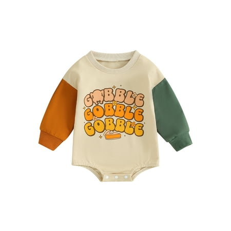 

Toddler Baby Sweatshirt Rompers Thanksgiving Letter Print Jumpsuit