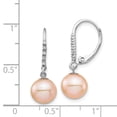 thumbnail image 4 of 14k White Gold 8-9mm Pink Round Freshwater Cultured Pearl and .05 Carat Diamond Dangle Leverback Earrings XF702E, 4 of 4