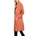 thumbnail image 2 of J. METHOD Women's Open Front Long Sleeve Cardigan Casual Basic Lightweight Soft Sweater with Slouchy Pockets NEWJ1440 Deep Coral 3X, 2 of 5