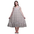 thumbnail image 1 of Bimba Bleu Lavande Clair Feuilles Florales et Rose Nuisette Sans Manches pour Femmes Coton Imprimé Vêtement de Nuit pour Dames Tenue de Sommeil XXX-Large, 1 of 6