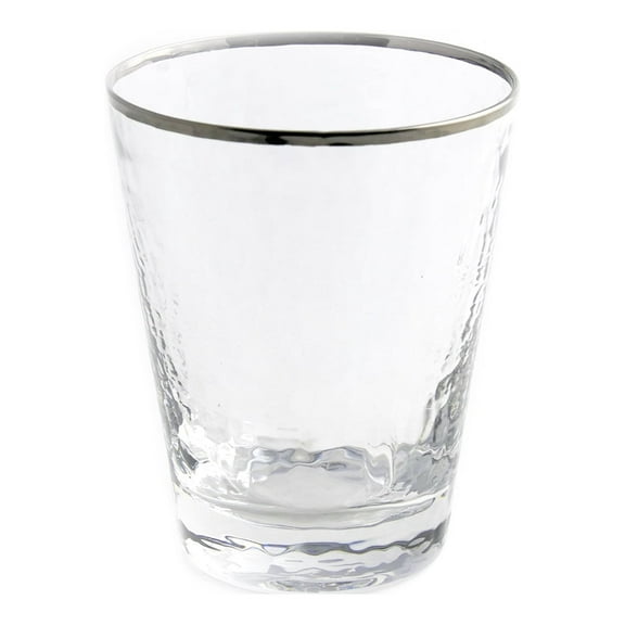 Split P Silver Metallic Rim Double Old Fashioned Set of 4