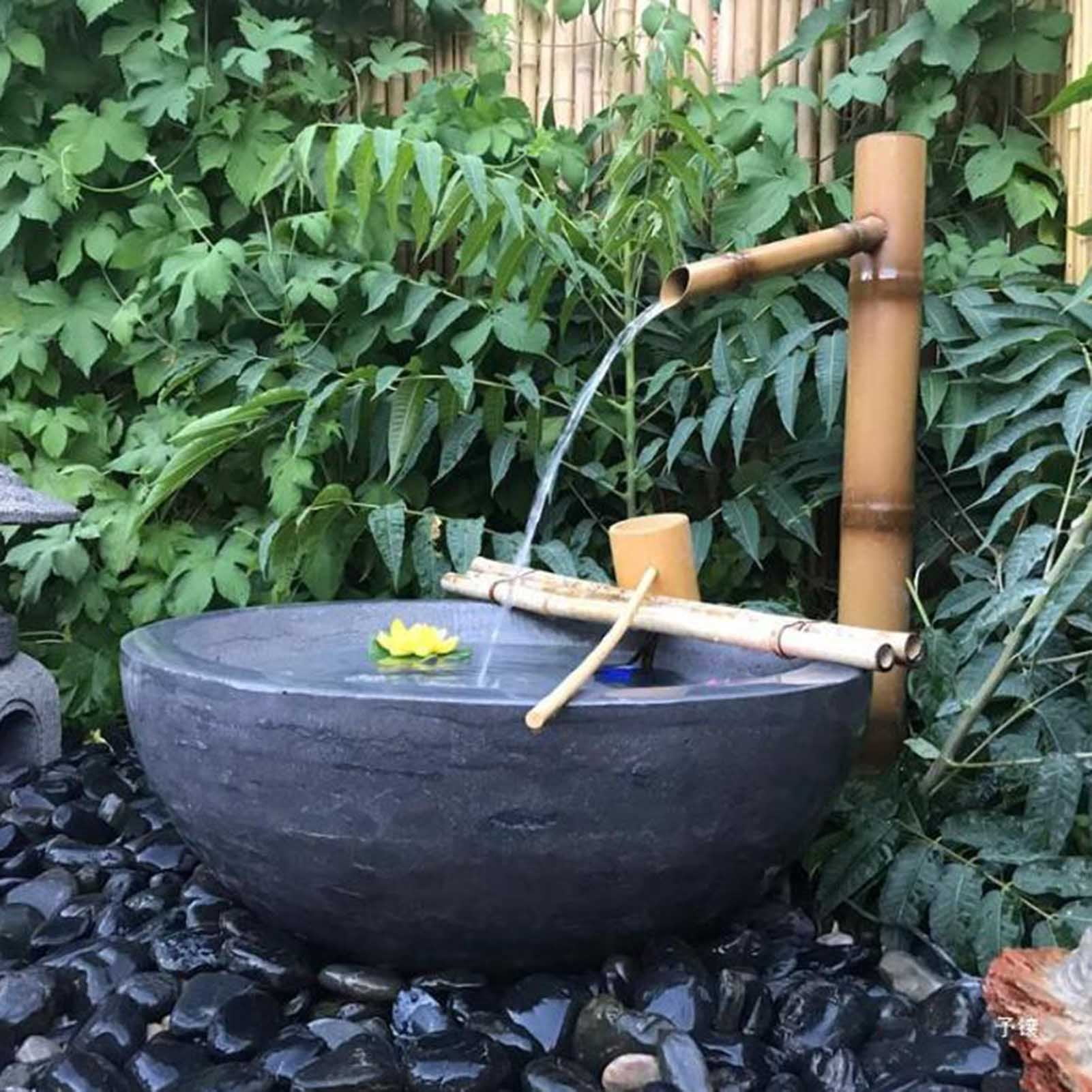 70cm Bamboo Fountain Decoration,with Pump, Zen Garden Water Fountain , Waterfall, Outdoor Japanese Garden Backyard Pond Kit