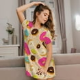 thumbnail image 3 of Lsque Donuts Pattern Nightgowns for Women Sleep Shirts Short Sleeve Nightshirt Pullover Nightdress Soft Sleepwear Relaxed Fit Nightdress, 3 of 6