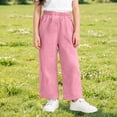 thumbnail image 6 of Trendfront Girls Casual Pants Summer Thin Lightweight Double Layer Gauze Home Wear Slacks Solid Color Soft Breathable Loose Fit Kids Long Trousers, 6 of 6