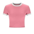 thumbnail image 6 of Babysbule Women's Slim Fit Round Neck Short Sleeve Casual Blouse, Lightweight Soft Polyester Top for Summer, Stylish Fashion Shirt, 6 of 7