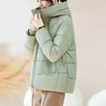 thumbnail image 6 of YueHuiYing Womens Hooded Quilted Jacket Mid-Length Padded Warm Winter Coat Outerwear, 6 of 8