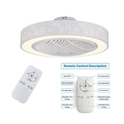Miumaeov Modern Bladeless Ceiling Fan with Lights 22 Enclosed Ceiling Fan with Remote Control LED Dimmable Lighting Modes 3 Wind Speed and 3 Color White