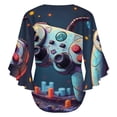 thumbnail image 6 of Colorful Game Controller Art Women's V-Neck Blouse With 3/4 Ruffled Bell Sleeves Casual Top Ladies Blouses, 6 of 7