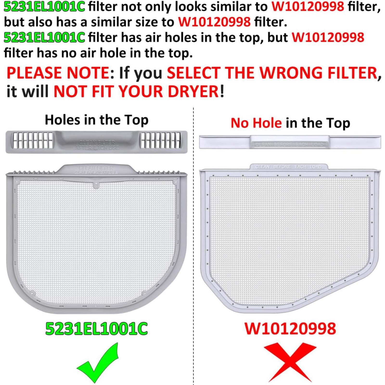 APPLAYERR Dryer Lint Screen Filter for LG Kenmore Improves Airflow Extends Drying Time Efficiency Maintenance Economical