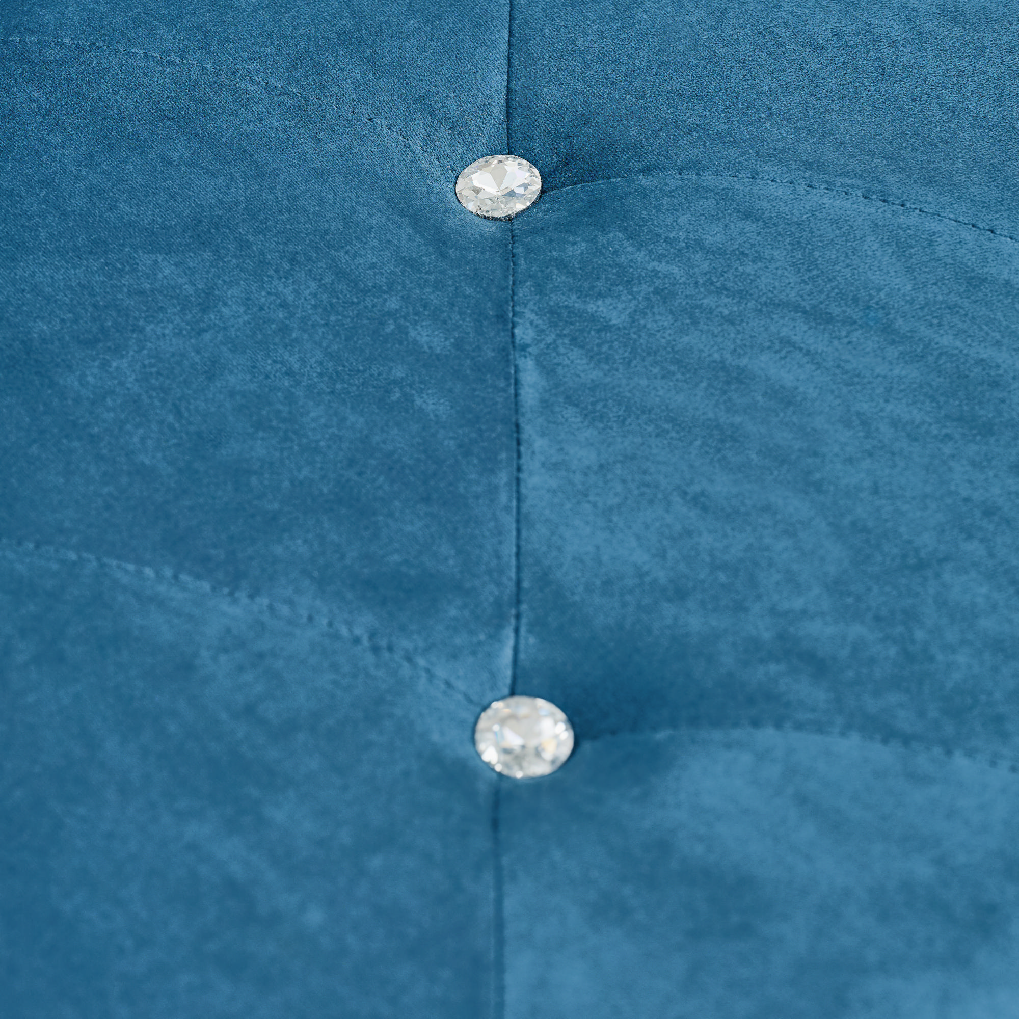 Velvet Storage Bench with Crystal Buttons and Pillow, 62.2-Inch Ottoman with Safety Hinge Design for Bedroom and Living Room, Blue