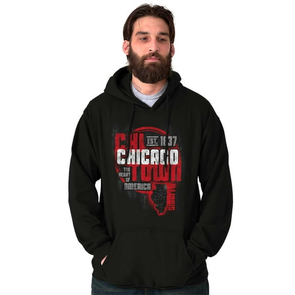 Chi Town Heart Of America Chicago Unisex Plus Fleece Graphic Hoodie Brisco Brands 2X