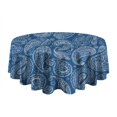 thumbnail image 5 of Blue Pioneer Flower and Paisley Pattern Round Tablecloth 60"x60",Wrinkle Wipeable Table Cloth for Kitchen Dining Room Picnic Patio Party, 5 of 6