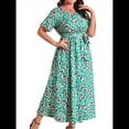 thumbnail image 3 of Vestido de Verano Holgado Informal de Corta con Corte A y Corte en A para Mujer, Talla Grande Círculo Verde 4XL, 3 of 7
