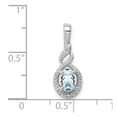 thumbnail image 3 of 925 Sterling Silver Polished Aquamarine and Diamond Pendant Necklace 13x7mm Wide Pendant for Women, 3 of 4
