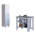 thumbnail image 1 of FM FURNITURE London 2-Piece Modern Engineered Wood Kitchen Set in White/Onyx, 1 of 10