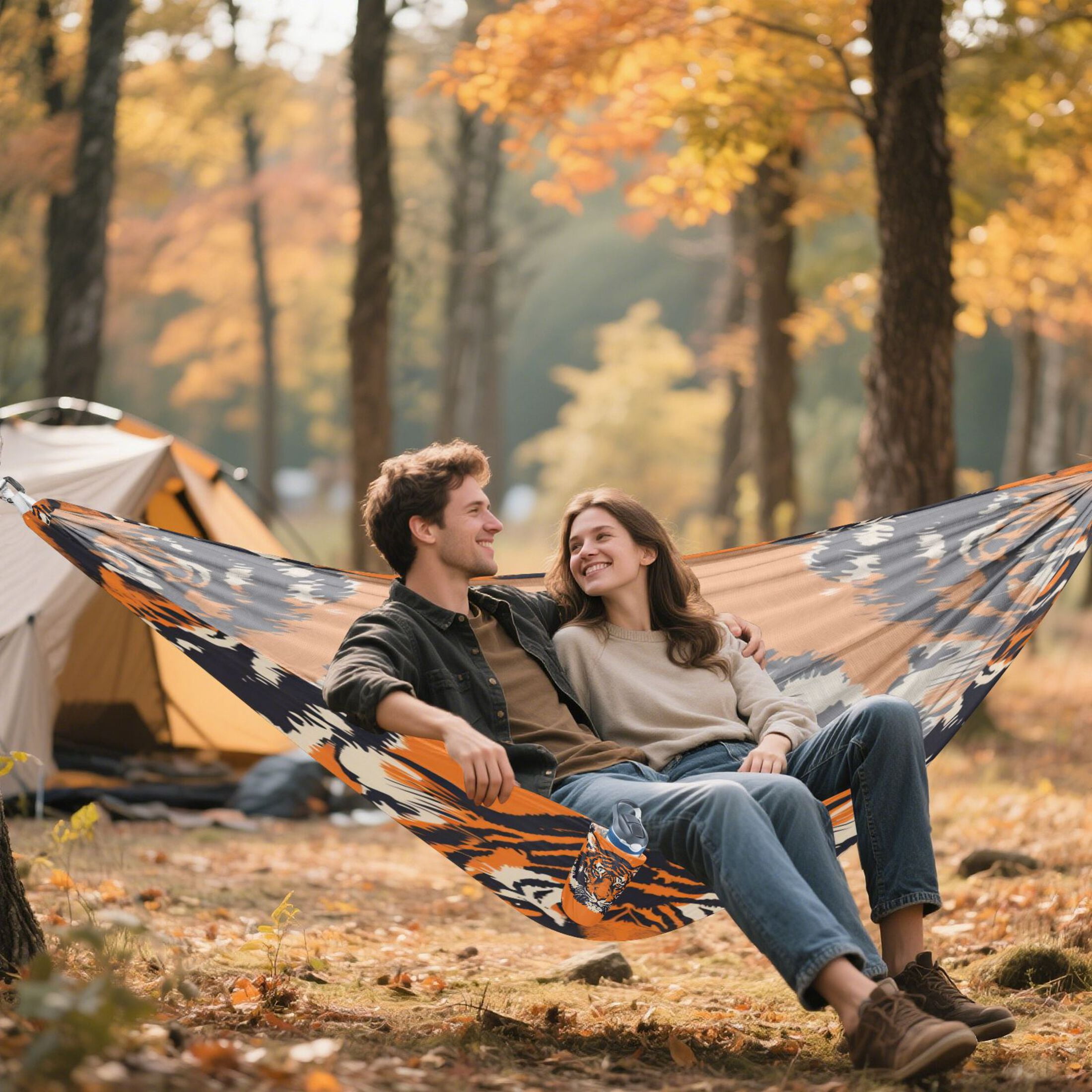Hammock Camping Hammock Nylon Portable Hammock Travel Camping Hammock Orange Tiger Seamless
