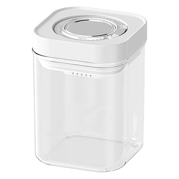 Recipiente hermético para almacenar alimentos. Bote sellado a presión para granos, cereales y snacks. El sello mecánico mantiene el contenido fresco. Plástico resistente a los olores para una mejor