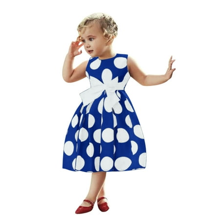 

HIBRO Kids Toddler Baby Girl Sleeveless Princess Dress Vintage Polka Dot Swing Rockabilly Party Dresses Summer Outfits Little Girls Shirt Dress Girls Formal Dress 5