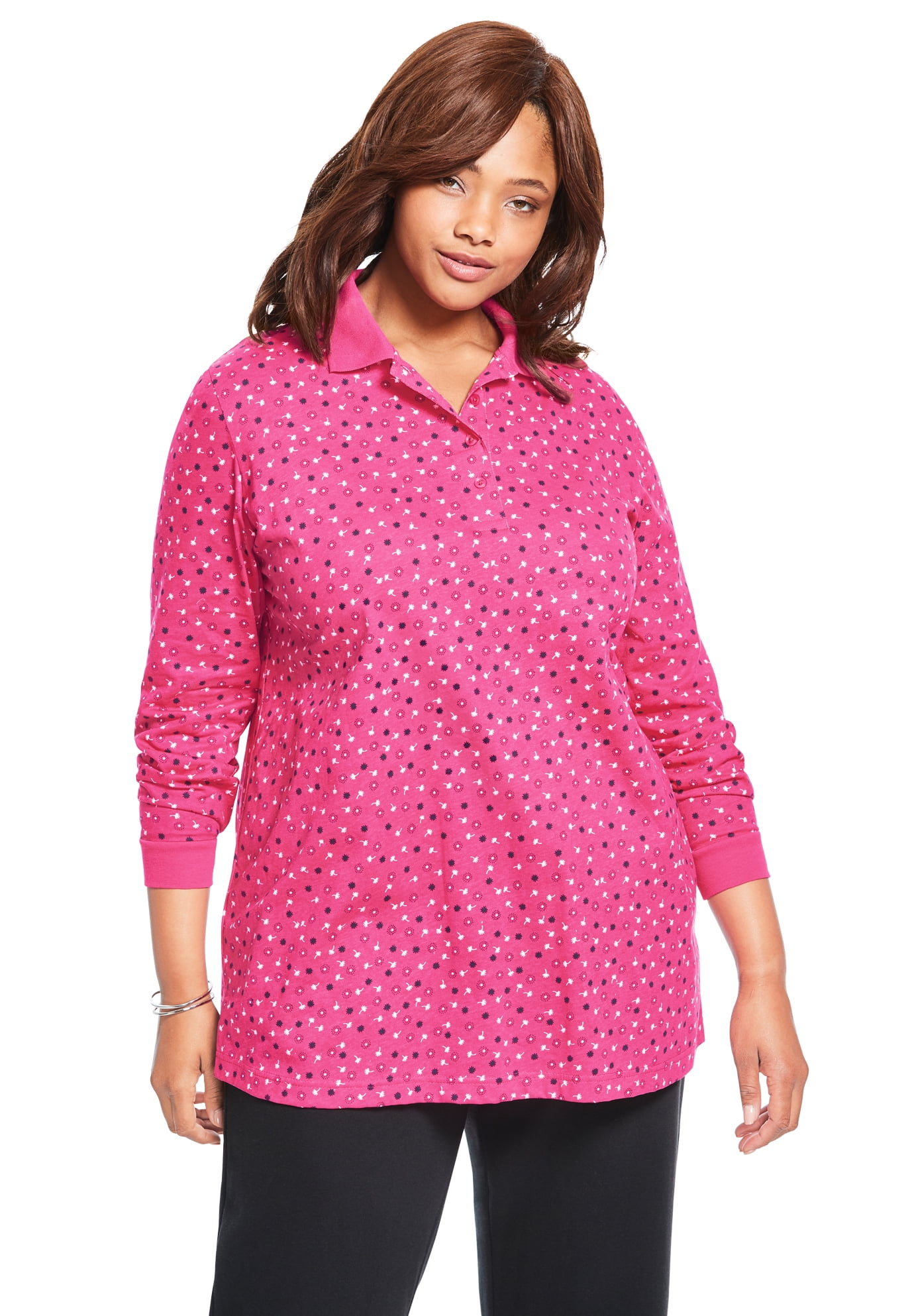 Millenium Women Plus Size 1x 2x 3x Floral Yellow Pink  Tunic Top Blouse Shirt 