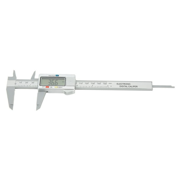 Calibrador digital con pantalla LCD electrónica de 6 pulgadas y 150 mm, herramienta de medición de conversión de pulgadas a milímetros, PA66, color plateado