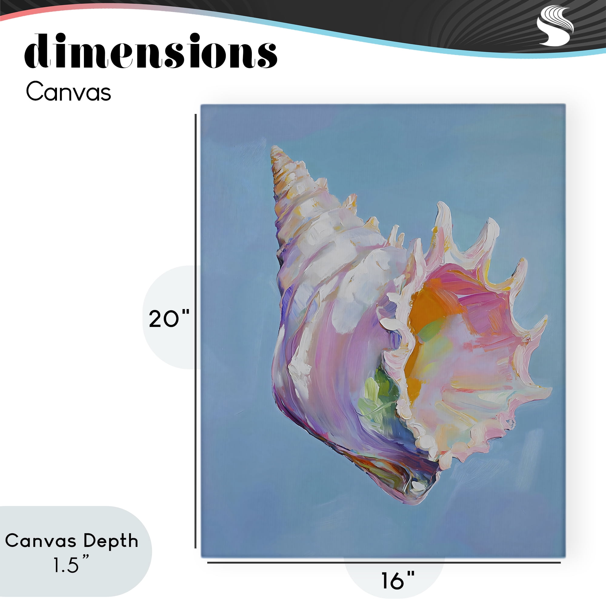 Stupell Industries Pastel Hued Conch on Blue Canvas Wall Art, design by The Prints Vibe
