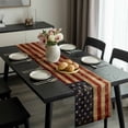 thumbnail image 2 of Vintage American Flag Table Runner 108 Inches Long, Farmhouse Shabby Retro Red Blue Kitchen Coffee Dining Table Decoration for Home Party Birthday Wedding Home Decor 13x108 Inches, 2 of 8